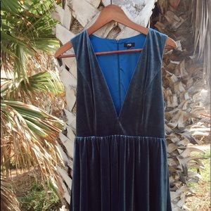 Cobalt blue velvet mini dress